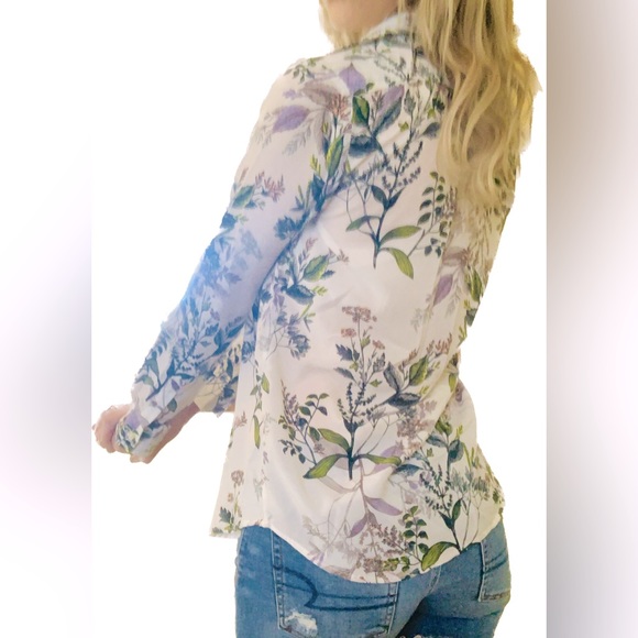 Banana Republic White, Purple and Yellow Floral Button Down - Picture 2 of 2